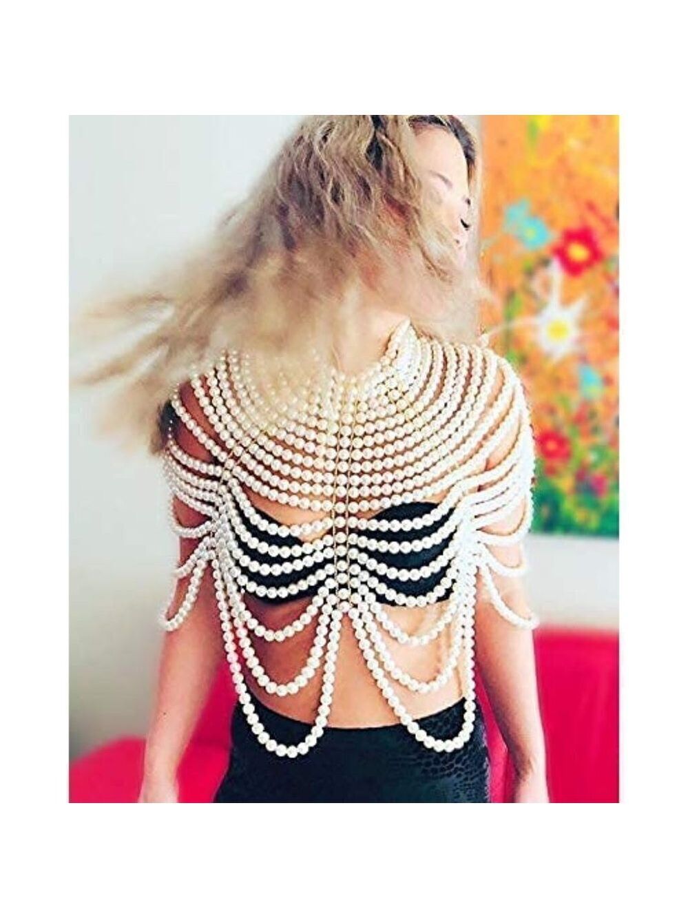 Queen Pearl Body Chain Sexy Bra Fashion Shoulder Necklaces Harness Jewelry Class